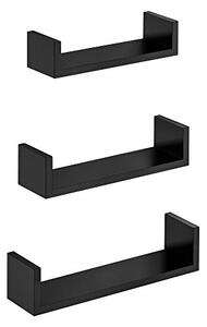 Σετ 3 ράφια τοίχου, Songmics, Μαύρο, 40x10x9 cm