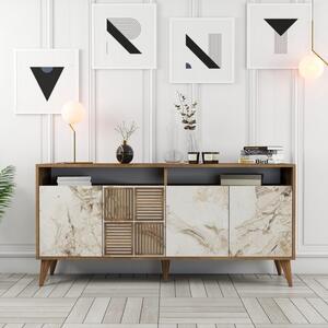 Κονσόλα Milan 160 - Walnut, Λευκό Marble