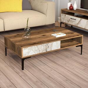 Τραπεζάκι σαλονιού Istanbul - Walnut, Λευκό Marble