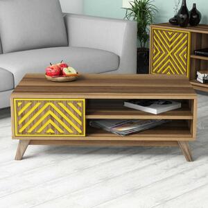 Τραπεζάκι σαλονιού İnci - Walnut, Yellow