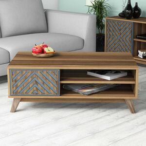 Τραπεζάκι σαλονιού İnci - Walnut, Blue