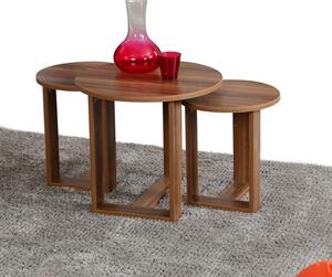 Σετ 3 βοηθητικά τραπεζάκια Mira - Walnut