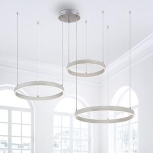 JUST LIGHT. GmbH Κρεμαστό φωτιστικό LED Lilluti, ασημί, σίδερο, αλουμίνιο, 3 δακτύλιοι, ρυθμιζόμενος, Μεταλλικό, Σαλόνι / τραπεζαρία, Μέταλλο, σύγχρονο