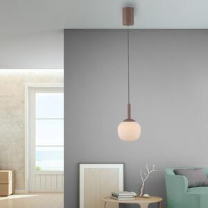 JUST LIGHT. GmbH Κρεμαστό φωτιστικό LED Nami, μονόφωτο, λευκό/αμμώδες, γυαλί, σίδερο, ρυθμιζόμενος, Μπεζ, Σαλόνι / τραπεζαρία, Γυαλί, Σφαίρα