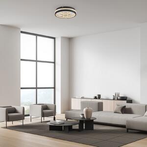 JUST LIGHT. GmbH Φωτιστικό οροφής LED Hanni, μαύρο, σίδερο, αλουμίνιο, εφέ κρυστάλλου, Μαύρο, Σαλόνι / τραπεζαρία, Μέταλλο, σύγχρονο