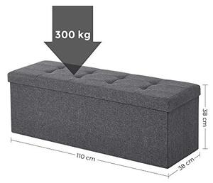 Παγκάκι Αποθήκευσης Songmics, 110 x 38 x 38 cm, 300 Kg, LSF77K, Γκρι