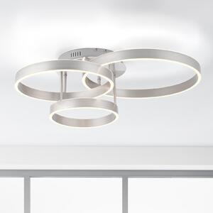 JUST LIGHT. GmbH Φωτιστικό οροφής LED Lilluti, ασημί, σίδερο, αλουμίνιο, 3 δακτύλιοι, ρυθμιζόμενος, Μεταλλικό, Σαλόνι / τραπεζαρία, Μέταλλο, σύγχρονο