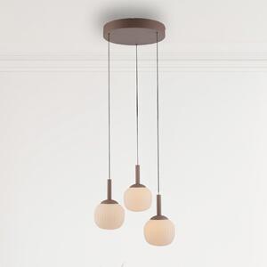 JUST LIGHT. GmbH Κρεμαστό φωτιστικό LED Nami, 3 λαμπτήρες, στρογγυλό, χρώμα άμμου, λευκό, γυαλί,, ρυθμιζόμενος, Μπεζ, Σαλόνι / τραπεζαρία, Γυαλί, Σφαίρα