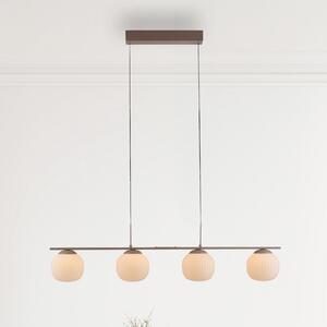 JUST LIGHT. GmbH Κρεμαστό φωτιστικό LED Nami, 4 λαμπτήρες, μακρύ, χρώμα άμμου, λευκό, γυαλί,, ρυθμιζόμενος, Μπεζ, Σαλόνι / τραπεζαρία, Γυαλί, Σφαίρα