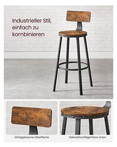 Σετ 2 σκαμπό μπαρ Vasagle, 73 cm, LBC026B01V1, Rustic Καφέ