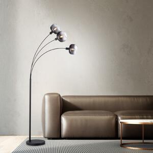 JUST LIGHT. GmbH Φωτιστικό δαπέδου Zea, 3 λάμπες, καπνιστό γκρι/μαύρο, γυαλί, E14, Γκρι, Σαλόνι / τραπεζαρία, Γυαλί, σύγχρονο