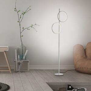 JUST LIGHT. GmbH Φωτιστικό δαπέδου LED Mini-Ritus, ασημί, σίδερο, 2 δακτύλιοι, Μεταλλικό, Σαλόνι / τραπεζαρία, Μέταλλο, σύγχρονο