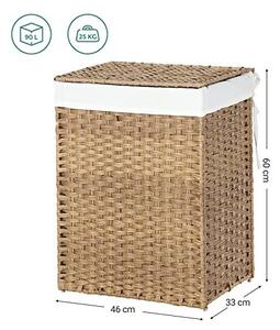 Καλάθι απλύτων, Songmics, 90 L, LCB51NL, Φυσικό