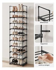 Παπουτσοθήκη με 10 ράφια, Songmics, 30 x 45 x 174 cm, LSA25BK, Μαύρο