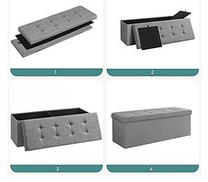 Πάγκος αποθήκευσης, Songmics, 110 x 38 x 38 cm, 120 L, LSF77G, Γκρι