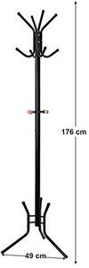 Καλόγερος Songmics, Μέταλλο, Μαύρο, 176 cm