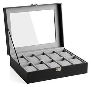Κουτί για Ρολόγια, Songmics, χωρητικότητα 20.2 x 25.5 x 7.8 cm, JWB010BK, Γκρι