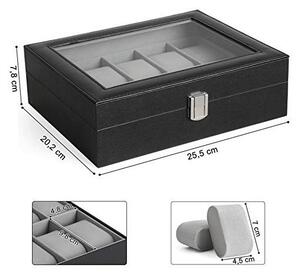 Κουτί για Ρολόγια, Songmics, χωρητικότητα 20.2 x 25.5 x 7.8 cm, JWB010BK, Γκρι