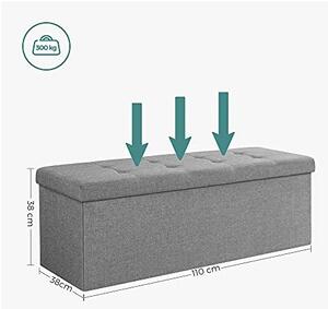 Πάγκος αποθήκευσης, Songmics, 110 x 38 x 38 cm, 120 L, LSF77G, Γκρι