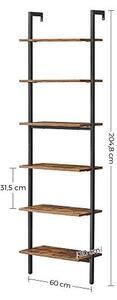 Ράφι τοίχου, Vasagle, 6 Ράφια, Rustic Καφέ, LLS103B01, 30 x 205 x 60 cm