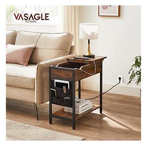 Βοηθητικό τραπεζάκι Vasagle, Rustic Καφέ, με πρίζα, LET311B01, 60x31x60 cm
