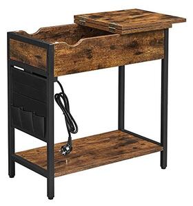 Βοηθητικό τραπεζάκι Vasagle, Rustic Καφέ, με πρίζα, LET311B01, 60x31x60 cm