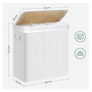 Καλάθι απλύτων, Songmics, 150 L, Λευκό, LCB091W01, Λευκό, 60 x 40 x 61 cm