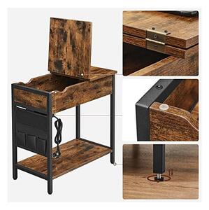Βοηθητικό τραπεζάκι Vasagle, Rustic Καφέ, με πρίζα, LET311B01, 60x31x60 cm