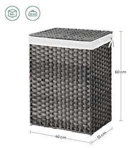 Καλάθι απλύτων, Songmics, 90L, LCB51WG, 46 x 33 x 60 cm