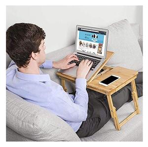 Τραπεζάκι laptop, Songmics, Φυσικό, LLD01N, μπαμπού, 34 x 65 x 29 cm