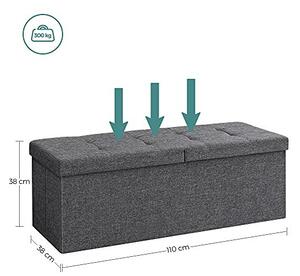 Κουτί Αποθήκευσης, Songmics, LSF76GYZ, Γκρι, 300 Kg, 110 x 38 x 38 cm