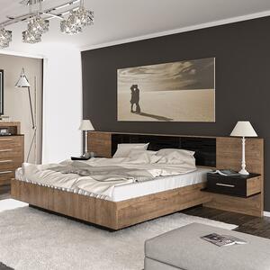 Κρεβάτι διπλό 160x200 cm Romilly 14381 Γυαλιστερό Καρυδί