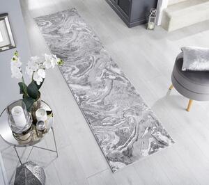 Χαλί Διαδρόμου Marbled Ασημί 80X300 cm, Flair Rugs