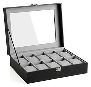 Κουτί για Ρολόγια, Songmics, χωρητικότητα 20.2 x 25.5 x 7.8 cm, JWB010BK, Γκρι