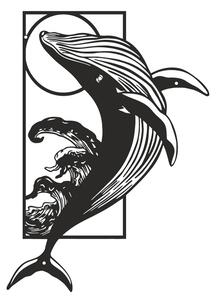 Μεταλλικό διακοσμητικό τοίχου Whale, Μαύρο, 0.2x38x50 cm