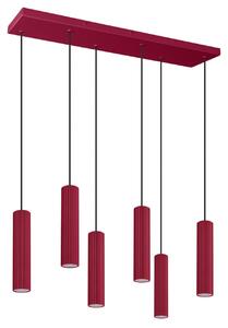 Κρεμαστό φωτιστικό LED Ivar 6L, Μπορντό, 3000K, 80x20x200 cm