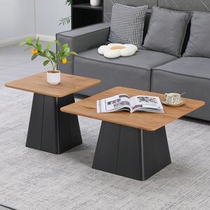 Σετ 2 τραπεζάκια σαλονιού, Square, Pako, Μαύρο 70x70x40.5 cm