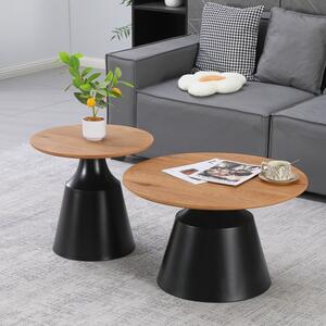 Σετ 2 τραπεζάκια σαλονιού, Parquet, Pako, Μαύρο 70x70x39 cm