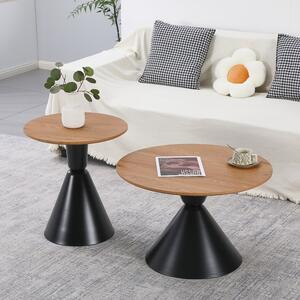 Σετ 2 τραπεζάκια σαλονιού, Obsidian, Pako, Μαύρο 70x70x46 cm