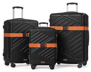 Set de 3 trollere rigide Songmics, Trevo, Negru, 50x30x75 cm