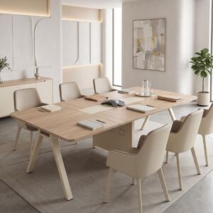 Masa conferinta birou Azari, Bej, 200x120x75 cm