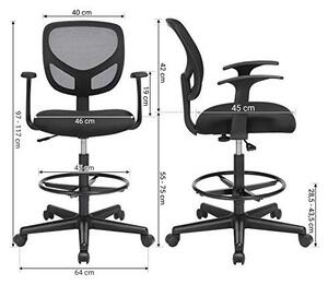 Καρέκλα γραφείου, Songmics, 120 Kg, OBN25BK, 55-75 cm