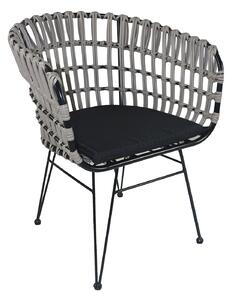 Καρέκλα Κήπου ATRIUS Γκρι/Μαύρο Μέταλλο/Rattan 61x57x80cm