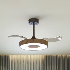 Mantra Iluminación Έξυπνος ανεμιστήρας οροφής LED Coin Mini ξύλο/μαύρο DC αθόρυβος, ρυθμιζόμενος, Ξύλου, Σαλόνι / τραπεζαρία, Μέταλλο, σύγχρονο