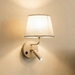 TK Lighting Φωτιστικό τοίχου Maja, άμμος, ύφασμα, φως ανάγνωσης, ύψος 25 cm, ρυθμιζόμενος, Μπεζ, υπνοδωμάτιο, Ύφασμα / Κλωστοϋφαντουργία