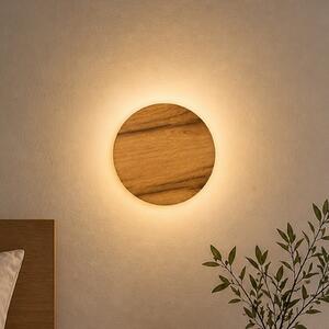 Elobra Φωτιστικό τοίχου LED Havana S, ξύλο δρυός/μέταλλο, Ø 19 cm, IP44, Ξύλου, Μπάνιο, Ξύλο