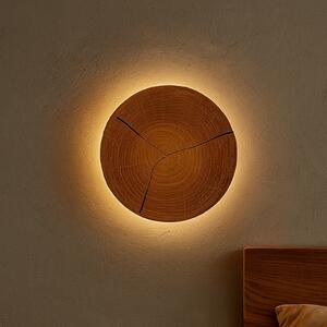 Elobra Φωτιστικό τοίχου LED Havana S, ξύλο/μέταλλο, Ø 19 cm, Ξύλου, Μπάνιο, Ξύλο