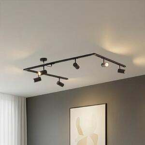 Lindby Σύστημα ράγας Linaro, GU10, 6 φτερά, μαύρο, σχήμα C, Μαύρο, Σαλόνι / τραπεζαρία, Αλουμίνιο, σύγχρονο