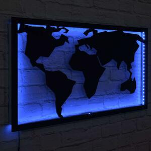 Διακοσμητικό Τοίχου Με Φως Led World Map 395NGR1944 71x40cm Blue-Black Wallity