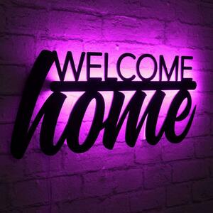 Διακοσμητικό Τοίχου Με Φως Led Welcome Home 395NGR1942 53x25cm Pink-Black Wallity